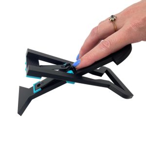 One-handed nail clippers with blue accents and black nail clippers