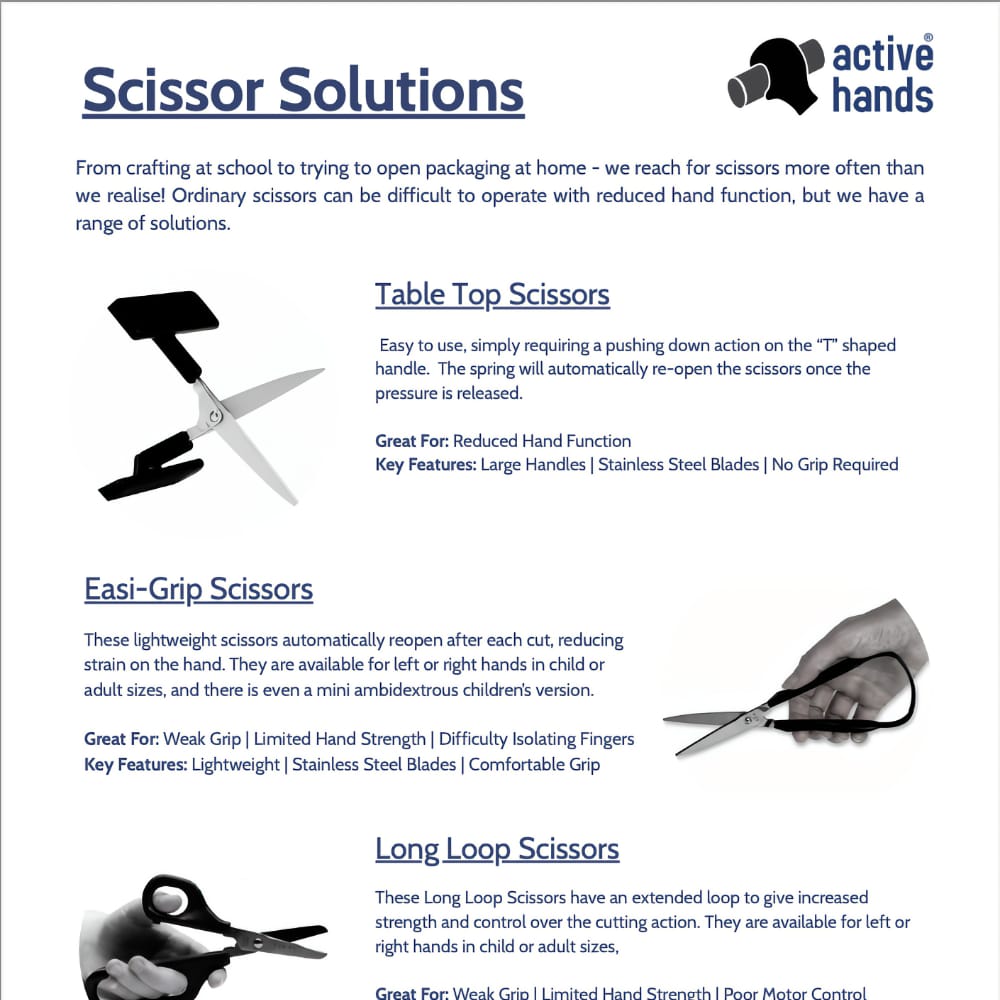 Scissors datasheet example in black and white