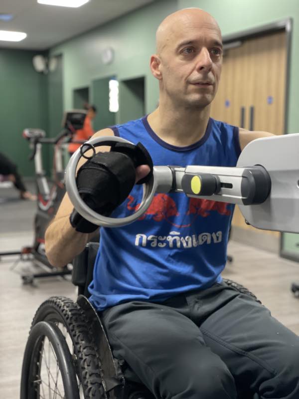 Rob using the General Purpose aid on a hand cycle