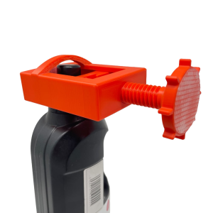 The orange cap cracker on a bottle with a safety cap