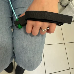 Left-hand set up for the catheter tool in a bathroom