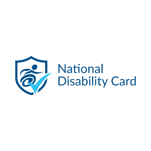 Image shows blue logo of the National Disability Card