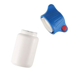 push down to release bottle with lid removed